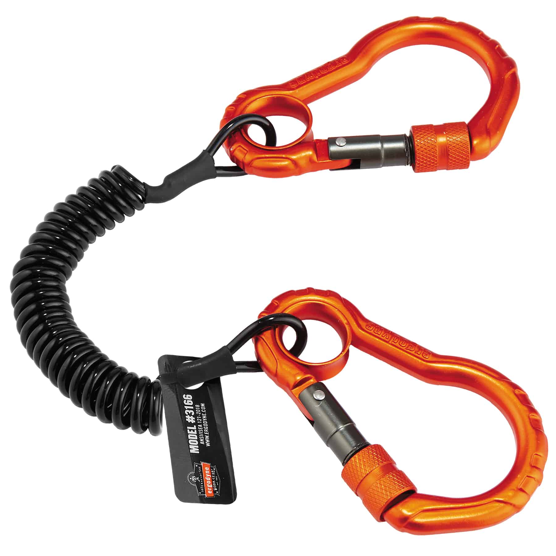 Squids 3166 Coil Tool Lanyard with Dual Carabiners - 2lbs / 0.9kg