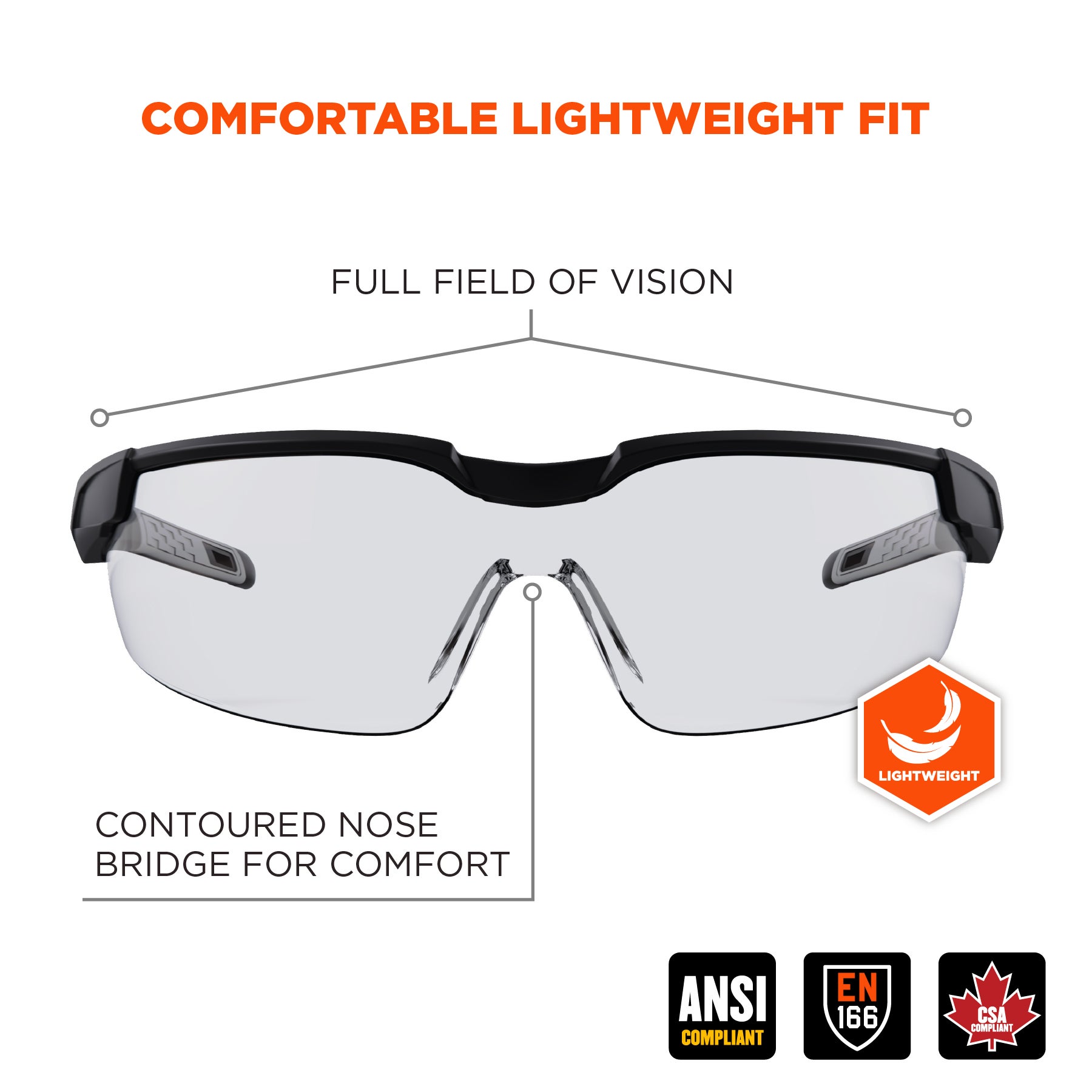 Safety Glasses with Adjustable Temples Ergodyne