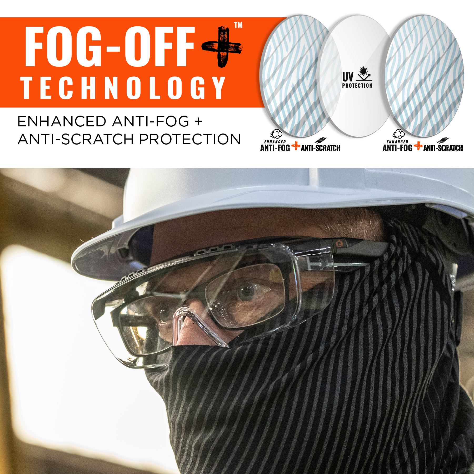 Osmin Anti-Scratch & Anti-Fog Safety Glasses, OTG Safety Glasses