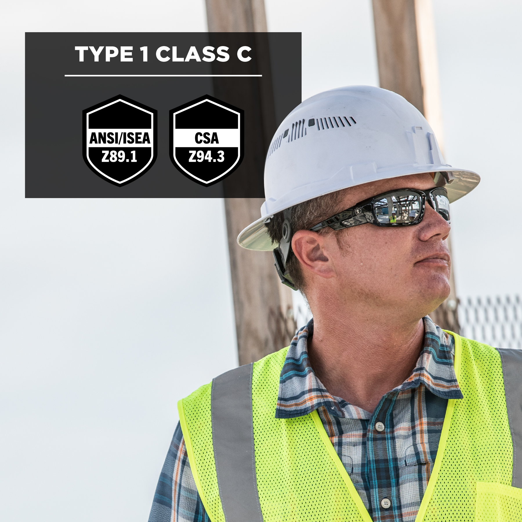 Class C Full Brim Hard Hat with Ratchet Suspension