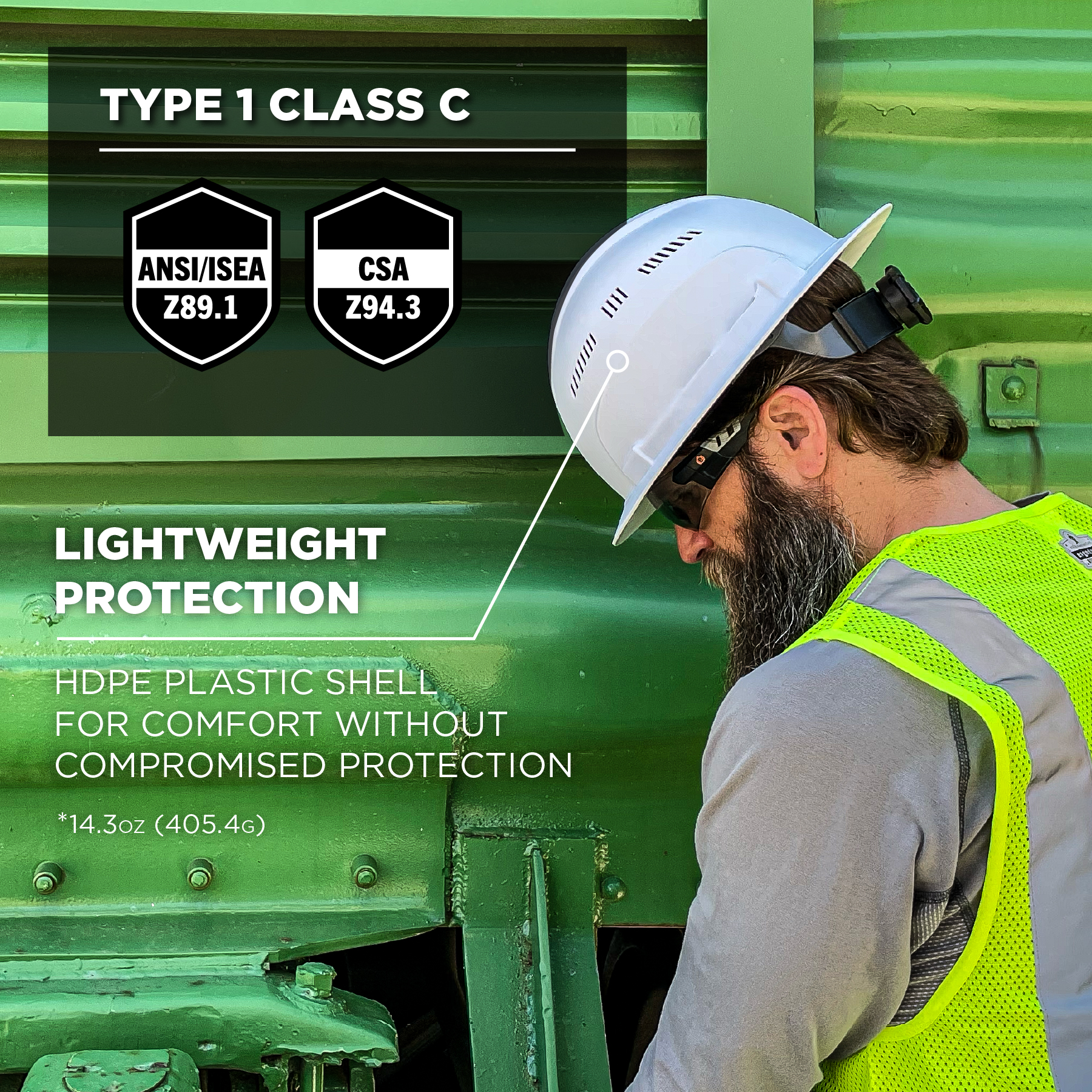 Lightweight Full Brim Hard Hat - Class C, Vented