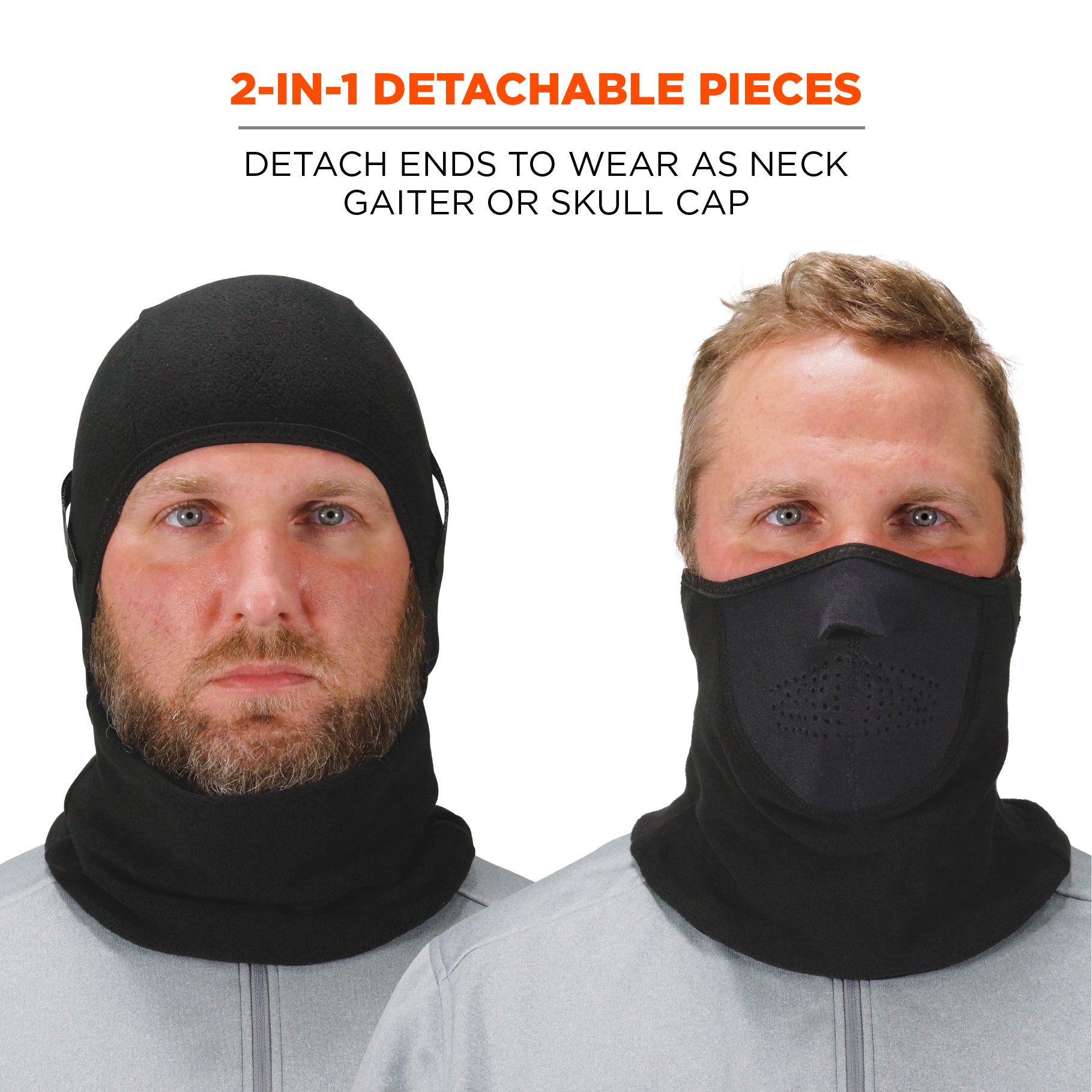 thumbnail image 2 of Men's Winter Balaclava Zip Hoodie With Face Mask And Zipper - Warm And Casual Sweatshirt For Outdoor Activities (X250125)- Color: White- Material 2 of 9