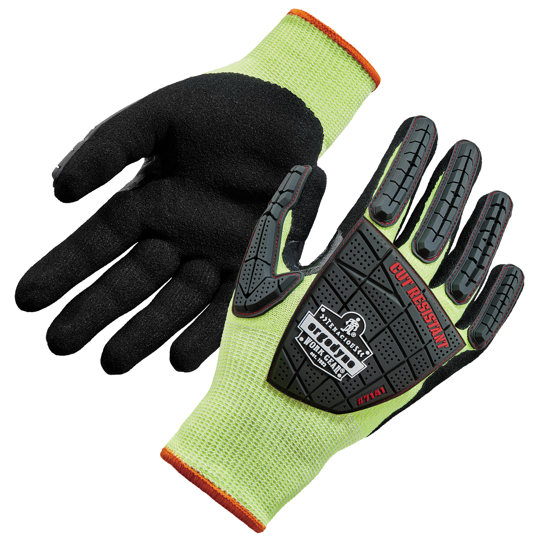 SAFEGEAR Impact-Reducing Mechanics Gloves X-Large, 1 Pair - EN388 & ANSI Level A1 Cut-Resistant Black & Lime Green Work Gloves for Men and Women 