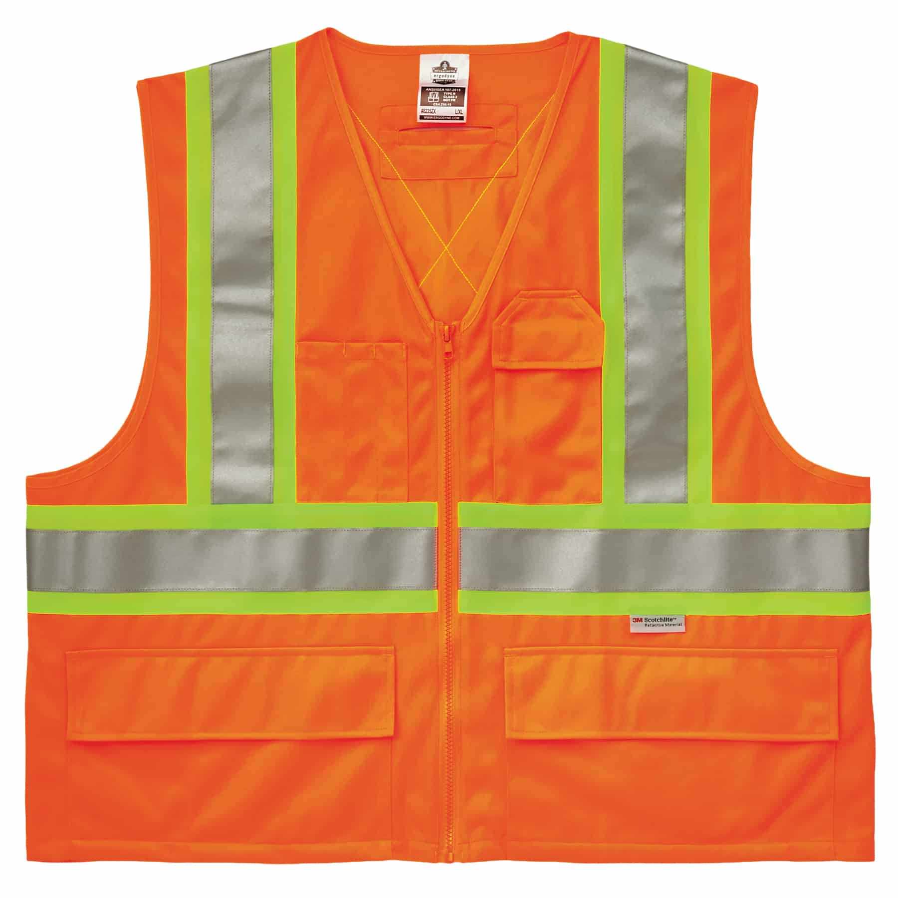 Hi-Vis Work Vest, Two-Tone X-Back, Zipper | Ergodyne