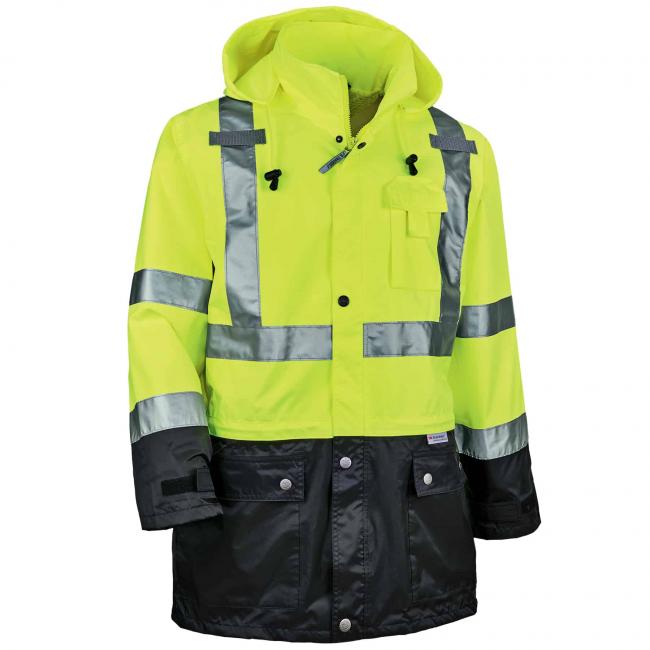 Black hi cheap vis rain jacket