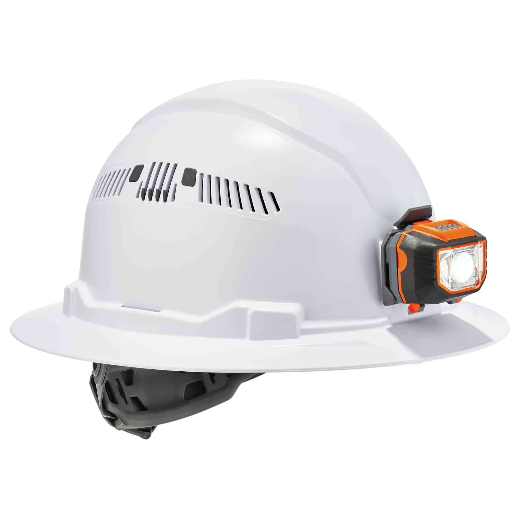 Skullerz 8973LED Class C Full Brim Hard Hat + LED Light Ratchet