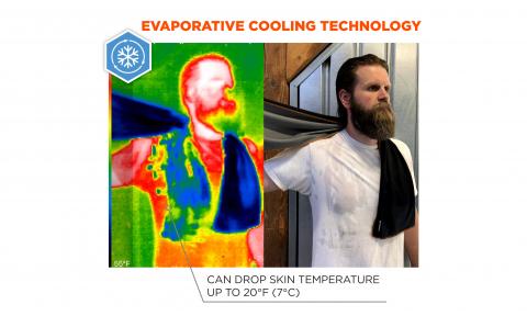 Evaporative cooling towel heat map