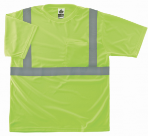 Front of hi-vis short sleeve lime shirt