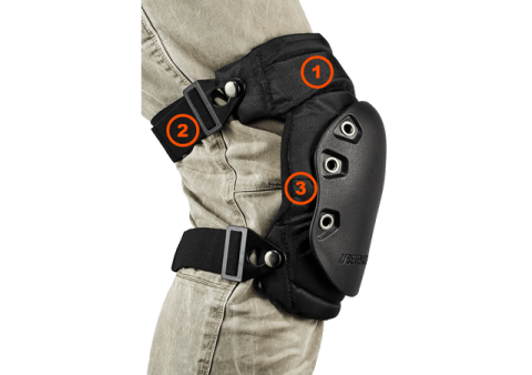 Hinged kneepad with features