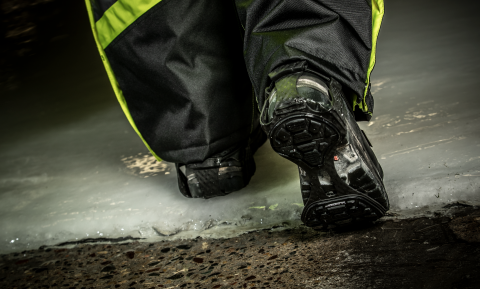 Supply Chain PPE person wearing ice traction device