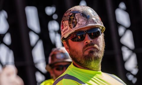 Worker wearing hard hat