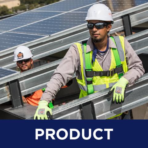 Product (Workers in Ergodyne gear at a solar panel installation jobsite)