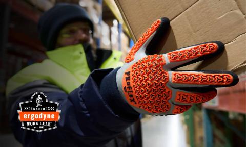 Three image shot of workers wearing impact gloves, a heat reflective lined freezer jacket and freezer socks