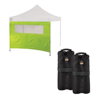Tent sidewall and weight bags
