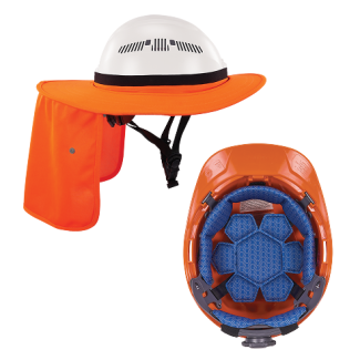Chill-Its 6662 FR Hard Hat Brim with Neck Shade and Chill-Its 6614 Hard Hat Cooling Pat Kit
