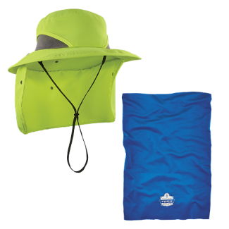 Chill-Its 8934 Ranger Hat with Neck Shade, and Chill-Its 6487 Cooling Neck Gaiter