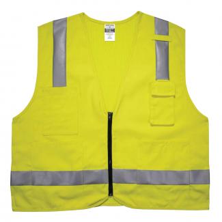 GloWear 8262FRZ Hi-Vis FR Surveyor Vest - Class 2, NFPA 70E, Solid Front, Mesh Back, Zipper