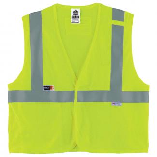 GloWear 8260FRHL Hi-Vis FR Safety Vest - Class 2, NFPA 70E, Mesh, Hook + Loop