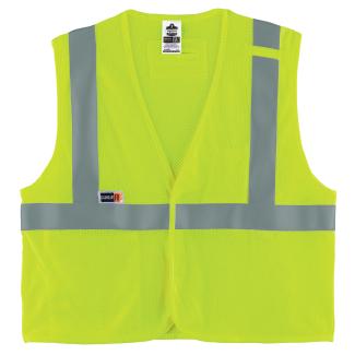 GloWear 8263FRHL Hi-Vis FR Safety Vest - Class 2, NFPA 70E, Mesh, Hook & Loop, Economy