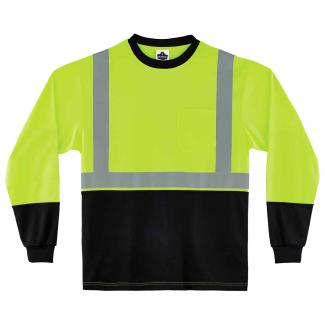 GloWear 8291BK Hi-Vis Long Sleeve T-Shirt - Type R, Class 2, Black Bottom