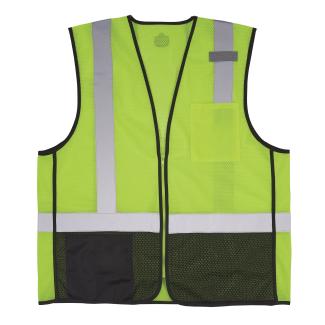 GloWear 8210Z-BK Mesh Hi-Vis Safety Vest - Type R, Class 2, Zipper, Black Bottom