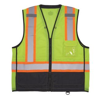 GloWear 8251HDZ-BK Two-Tone Hi-Vis Safety Vest - Type R, Class 2, Zipper, Black Bottom