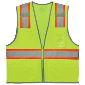 GloWear 8246Z Two-Tone Mesh Hi-Vis Safety Vest - Type R, Class 2, Zipper, Reflective Binding