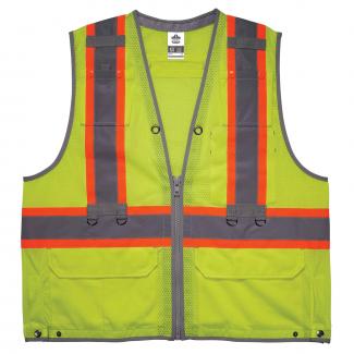 GloWear 8231TV Hi-Vis Tool Tethering Safety Vest - Type R, Class 2, Zipper, Dual Certified