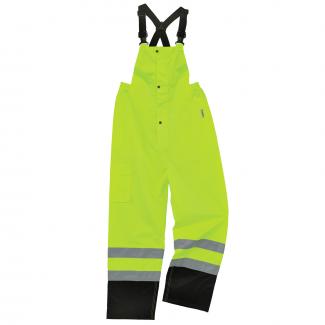 GloWear 8918BK Hi-Vis Rain Bibs - Class E, Black Bottom