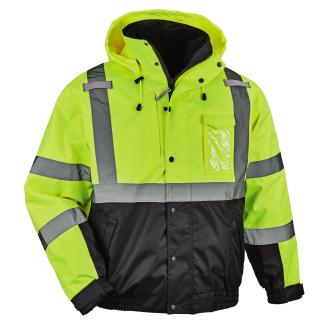 ANSI Compliant Ergodyne GloWear 8379 High Visibility Reflective Winter Bomber Jacket Zip Out Fleece Liner