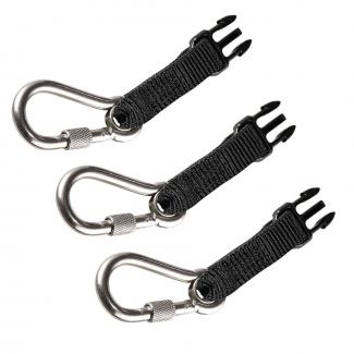Squids 3025 Retractable Tool Lanyard Accessory Pack - SS Carabiner Attachments (3-pack)