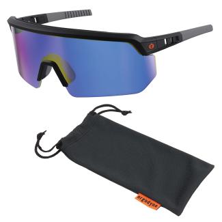 Ergodyne® Skullerz Half Frame Safety Sunglasses, Anti Fog Scratch Black Lens Black Frame