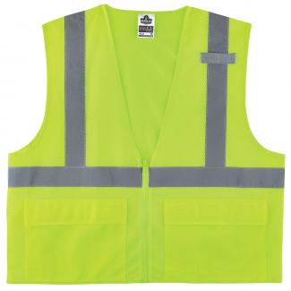 GloWear 8220Z Mesh Hi-Vis Safety Vest - Type, R Class 2, Zipper, Standard 