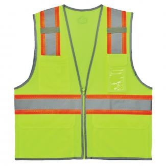 GloWear 8246Z-S Two-Tone Mesh Hi-Vis Safety Vest - Type R, Class 2, Zipper, Reflective Binding, Single Size