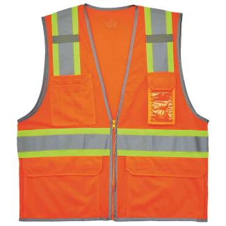GloWear 8246Z Two-Tone Mesh Hi-Vis Safety Vest - Type R, Class 2, Zipper, Reflective Binding