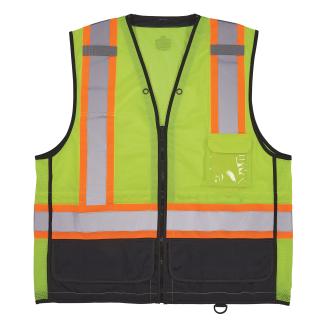 GloWear 8251HDZ-BK Two-Tone Hi-Vis Safety Vest - Type R, Class 2, Zipper, Black Bottom