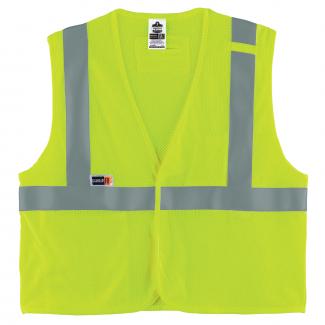 GloWear 8263FRHL Hi-Vis FR Safety Vest - Class 2, NFPA 70E, Mesh, Hook & Loop, Economy
