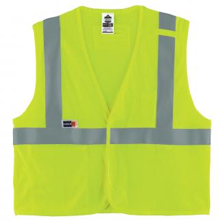 GloWear 8263FRHL Hi-Vis FR Safety Vest - Class 2, NFPA 70E, Mesh, Hook & Loop, Economy