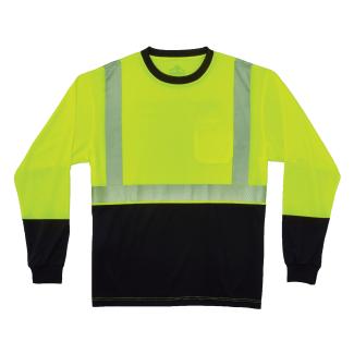 GloWear 8281BK Hi-Vis Long Sleeve T-Shirt - Type R, Class 2, Black Bottom  