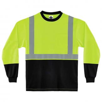 GloWear 8291BK Hi-Vis Long Sleeve T-Shirt - Type R, Class 2, Black Bottom