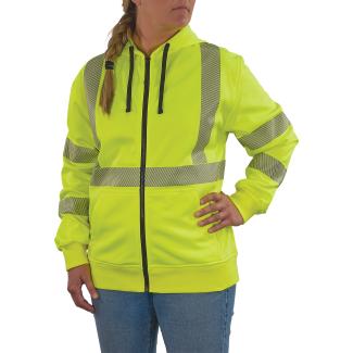GloWear 8305W Women’s Performance Hi-Vis Hooded Zip-Up Sweatshirt - Type R, Class 3