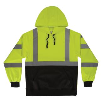 GloWear 8311BK Essential Hi-Vis Hooded Sweatshirt - Type R, Class 3, Black Bottom