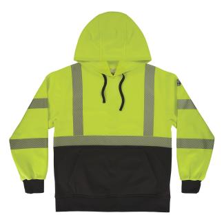 GloWear 8317BK Performance Hi-Vis Hooded Sweatshirt - Type R, Class 3, Black Bottom