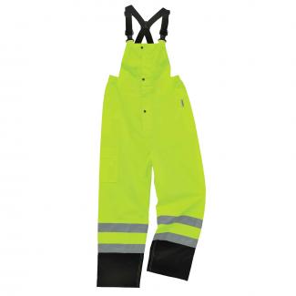 GloWear 8918BK Hi-Vis Rain Bibs - Class E, Black Bottom