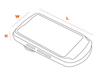 Length = longest side, width = short side, height = device thickness