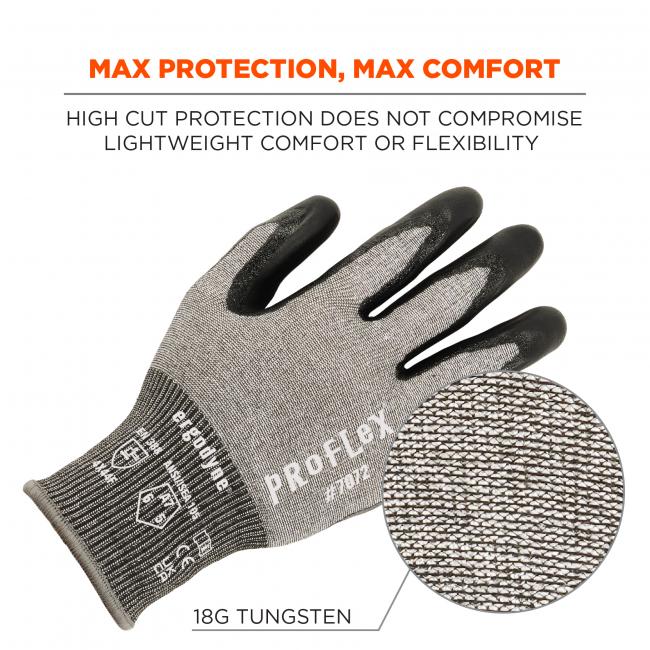 Max protection, max comfort: high cut protection does not compromise lightweight comfort or flexibility. 18G tungsten