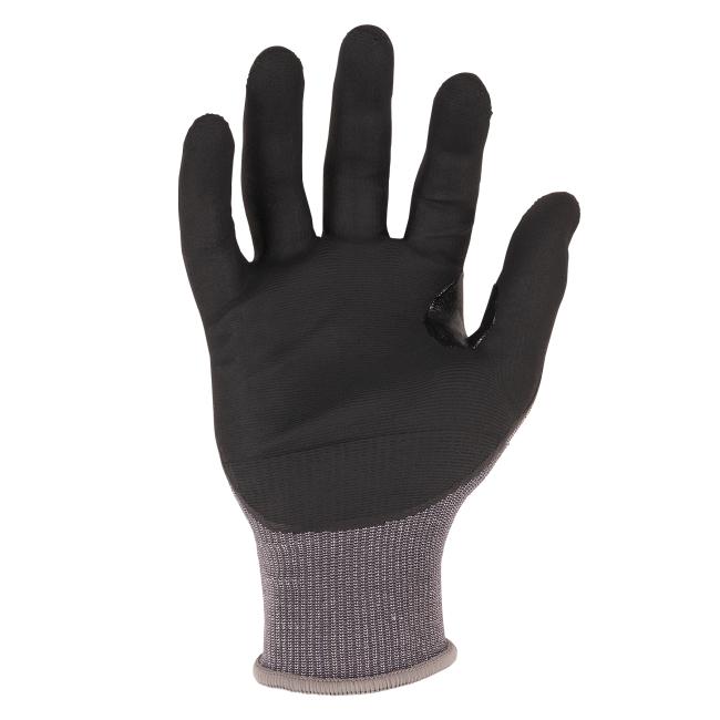Palm view of grey nitrile coated glove