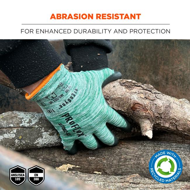 Abrasion resistant: for enhanced durability and protection. ANSI/ISEA 105 & EN 388 compliant .