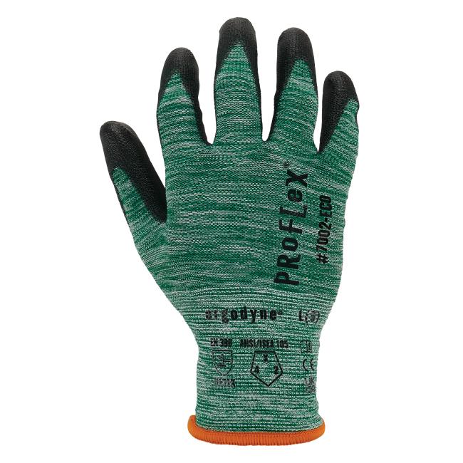 Dorsal of recycled PU coated gloves