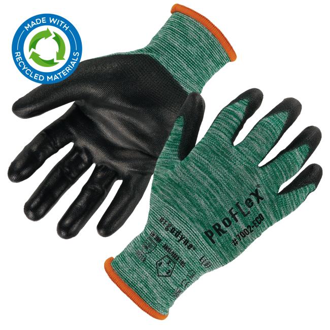 Recycled eco-friendly pu-coated gloves .